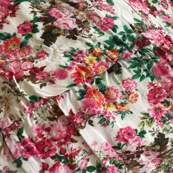 Rococo Sand Women’s Vie Crepe Pink Floral Green Long Sleeve Ruffle Mini Dress XS - Picture 9 of 13